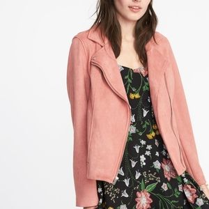 Old Navy Suede Knit Moto Jacket, blush
